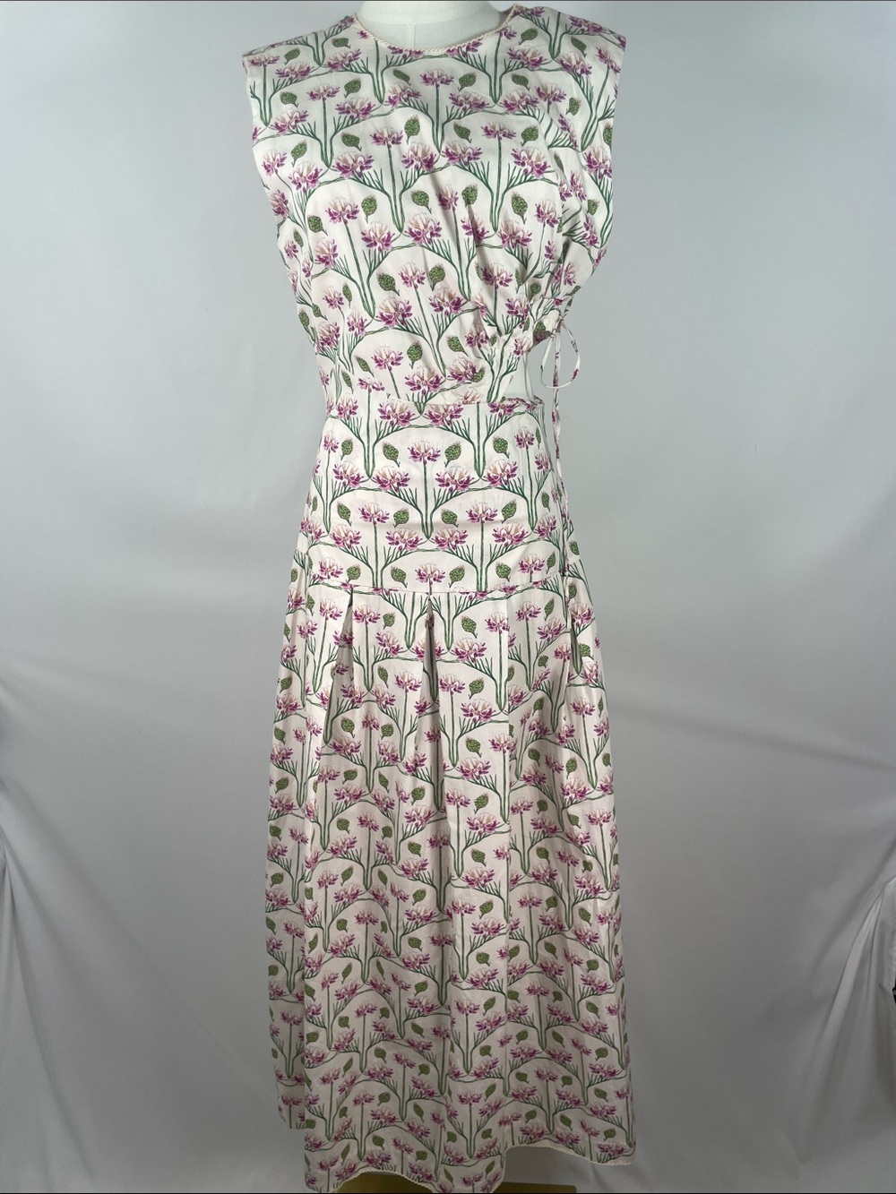 Agua by Agua Bendita Otoño Trebol White Pink Green Purple Floral Midi Dress M